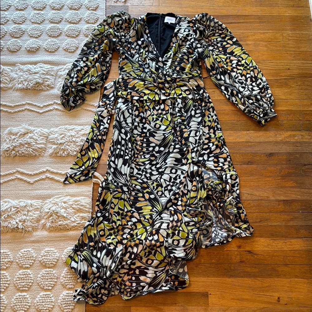 One33 Social Butterfly Print Asymmetrical Maxi Dress Size 6